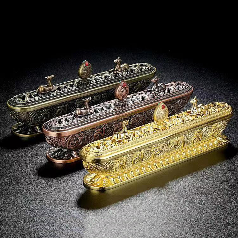 Home Fragrance Incense Sticks - Lying incense burner Six-character mantra Metal