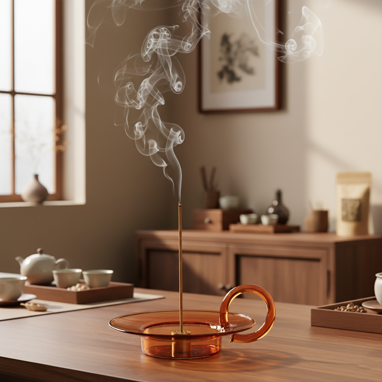 Home Fragrance Incense Sticks - Glass Incense Holder Brass Nine-hole Incense