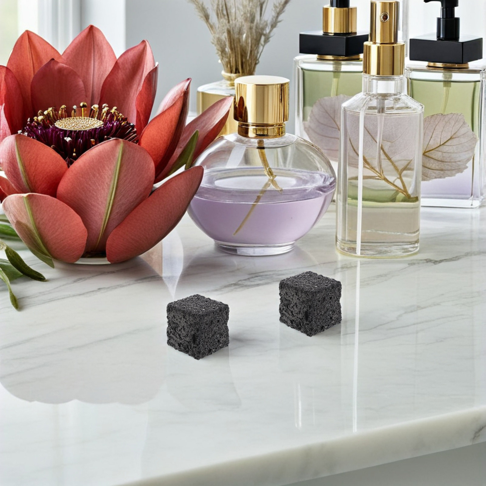 Home Fragrance And Diffuser - 5Pcs Natural Volcanic Stone Passive Oil