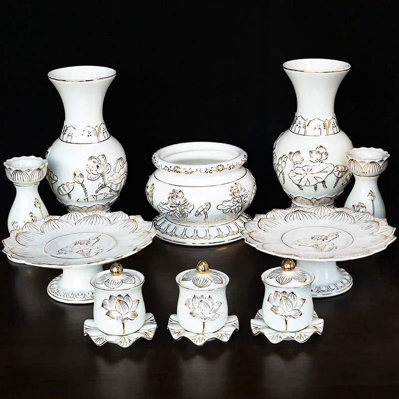 Home Fragrance White Lotus - 1pc Chinese White Lotus Ceramic Fragrance