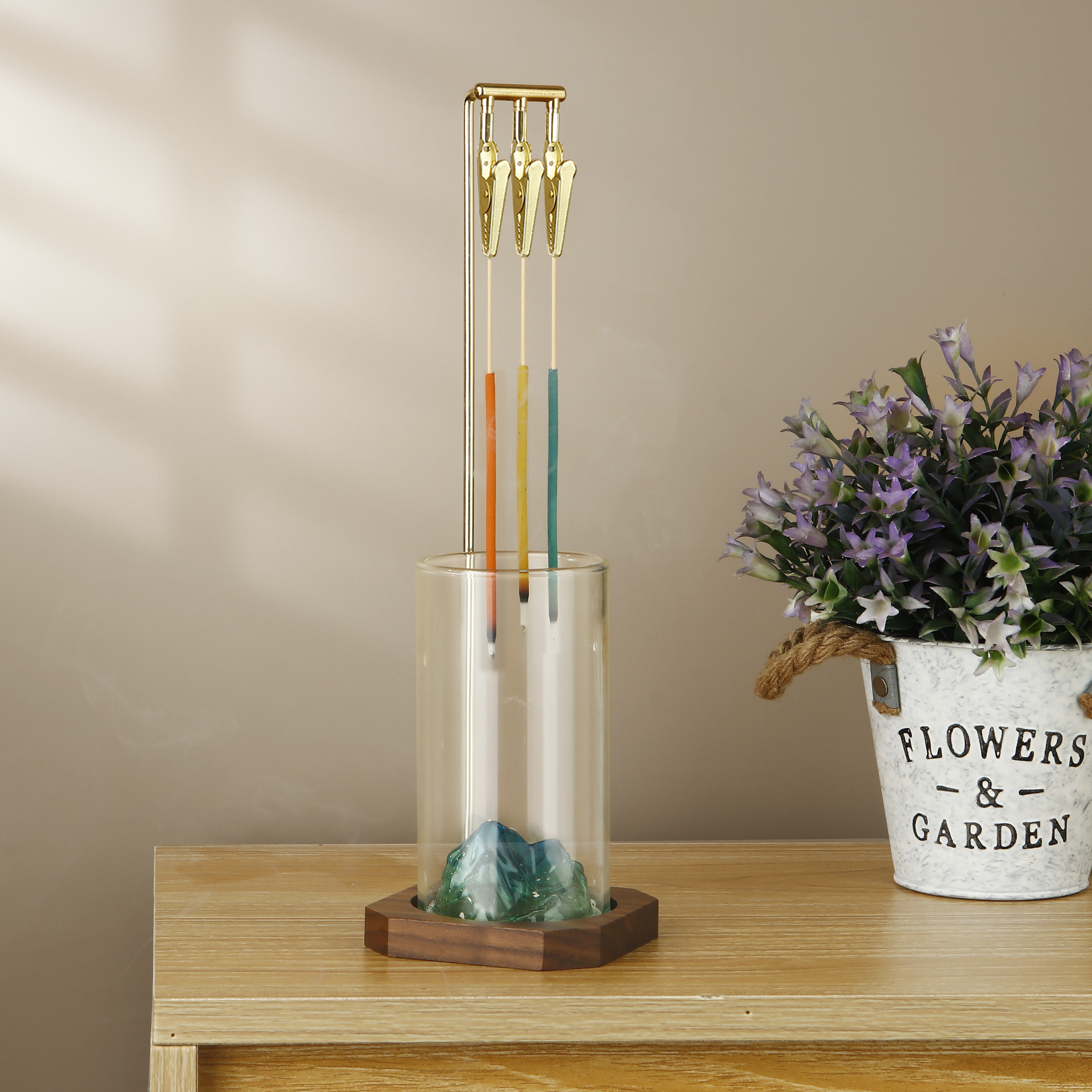 Home Fragrance Incense Sticks - Glass Incense Holder Anti-Ash Flying Incense