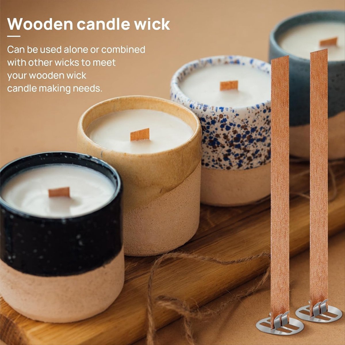 Wooden Wick Candle - *A02R Wooden Candle Wicks,100 Wooden Wicks