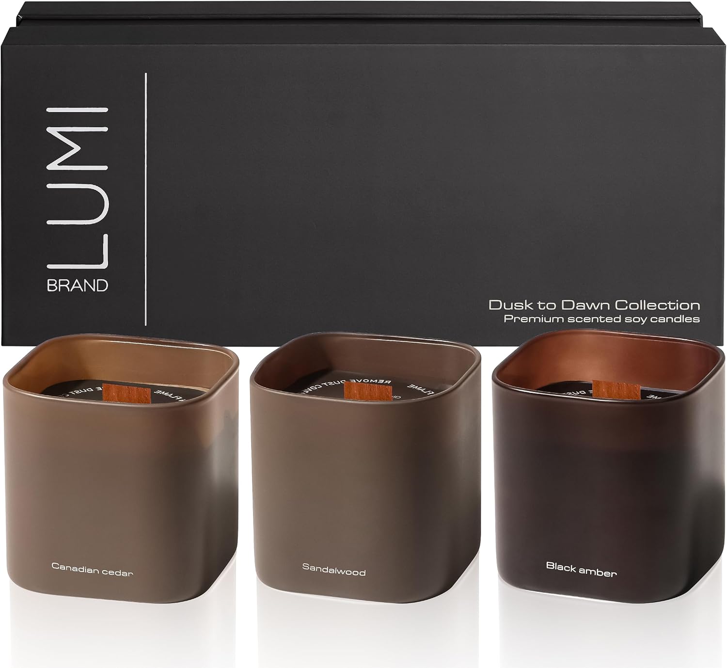 Wooden Wick Candle - Set of 3 Scented Soy Candles
