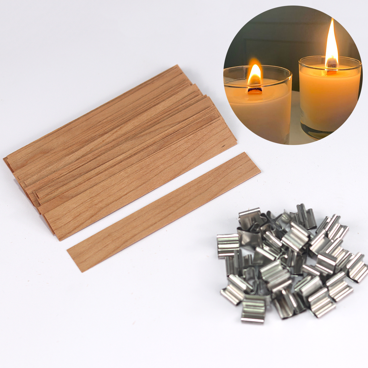 Wooden Wick Candle - 30Pcs Wooden Candle Wicks Set 6~19mm