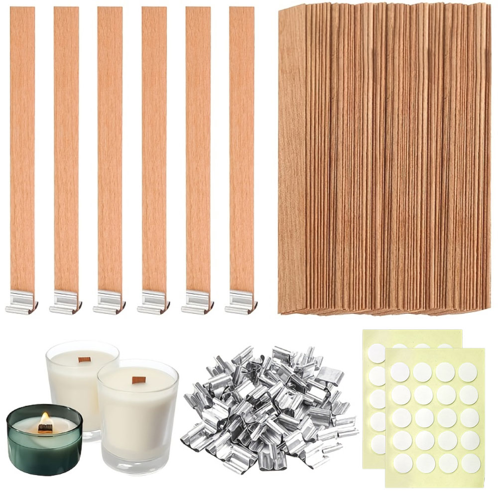100Pcs Wooden Wicks with Base  - Wooden Wick Candle recensione e prezzo