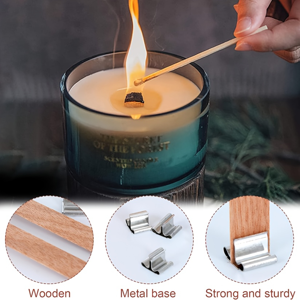 100Pcs Wooden Wicks with Base  - Wooden Wick Candle recensione e prezzo
